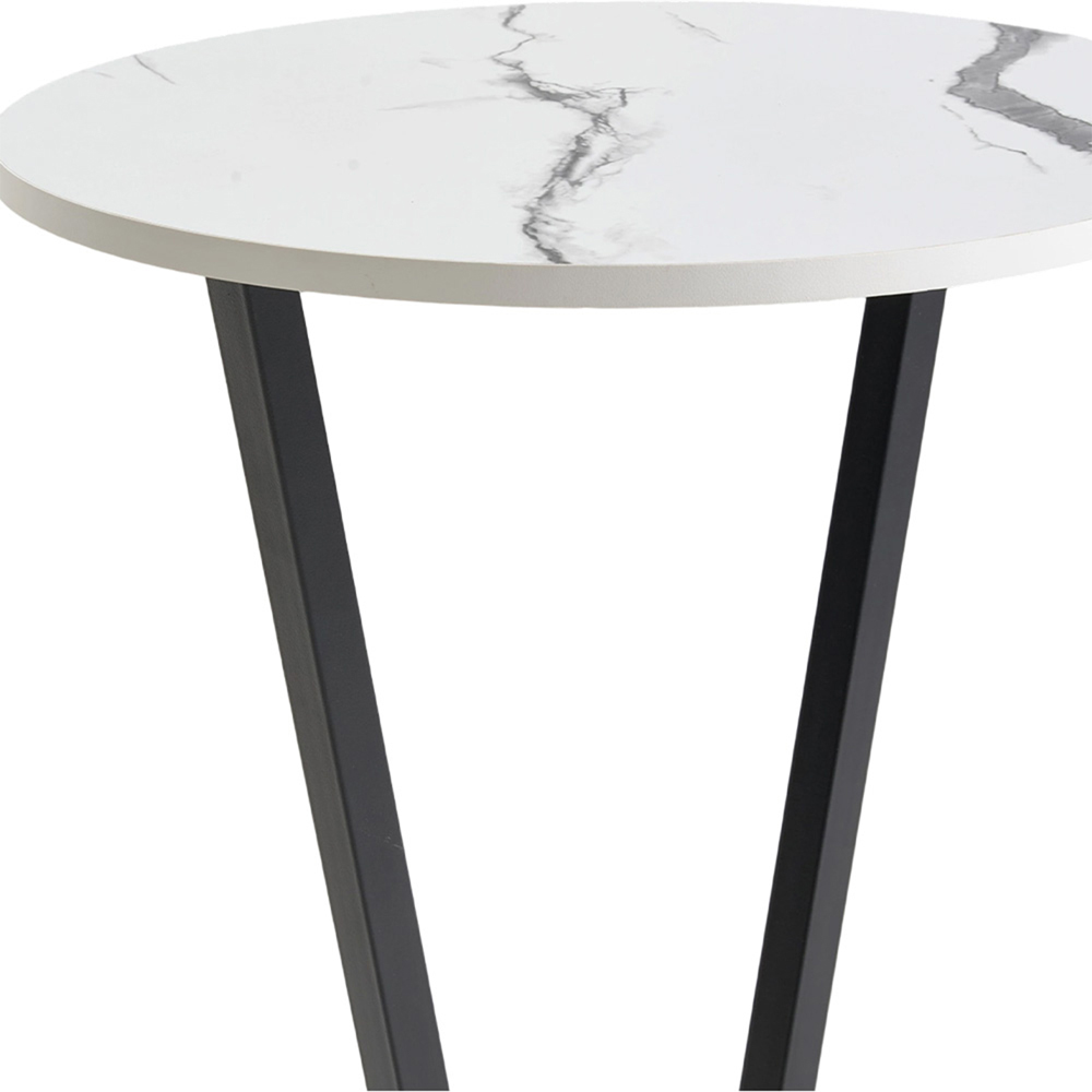 Living and Home White Marble Effect Round Side Table with Steel Frame Image 5