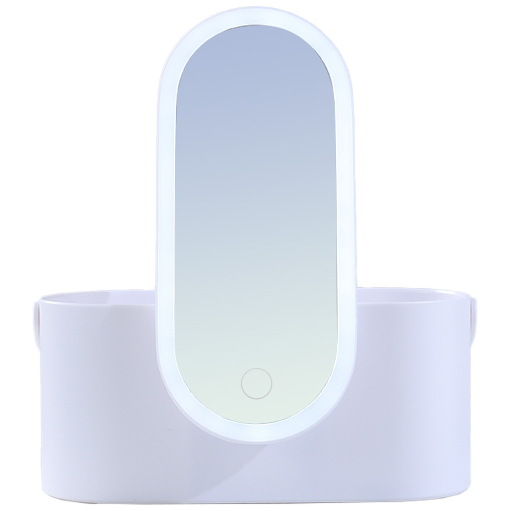 Living And Home SW0343 White Plastic LED Lighted Make-Up Mirror With Storage Box Image 3