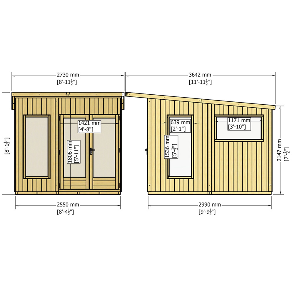 Shire Miami 8 x 10ft Double Door Contemporary Summerhouse Image 5
