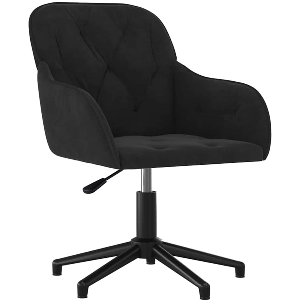 vidaXL Black Velvet Height-Adjustable Swivel Office Chair Image 2