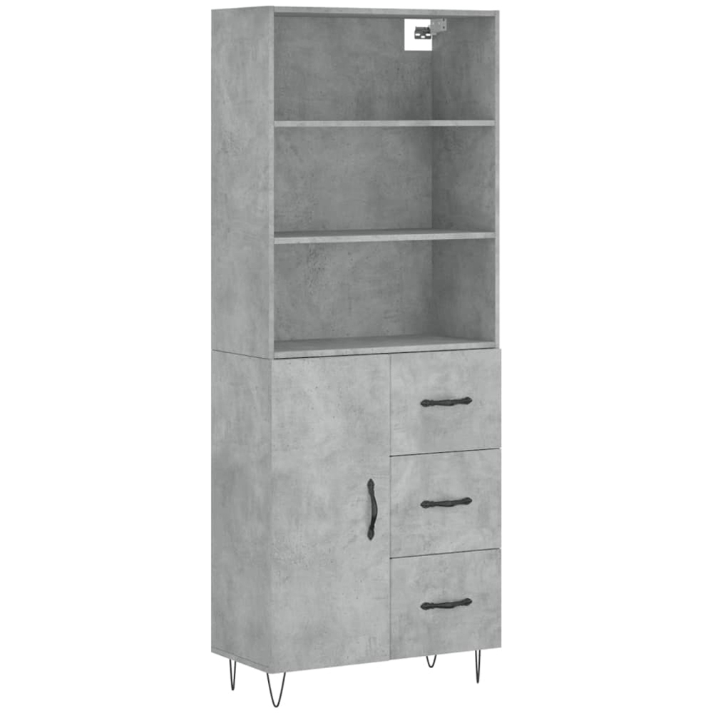 vidaXL Single Door 3 Drawer 3 Shelf Grey Sonoma Tall Highboard Image 2