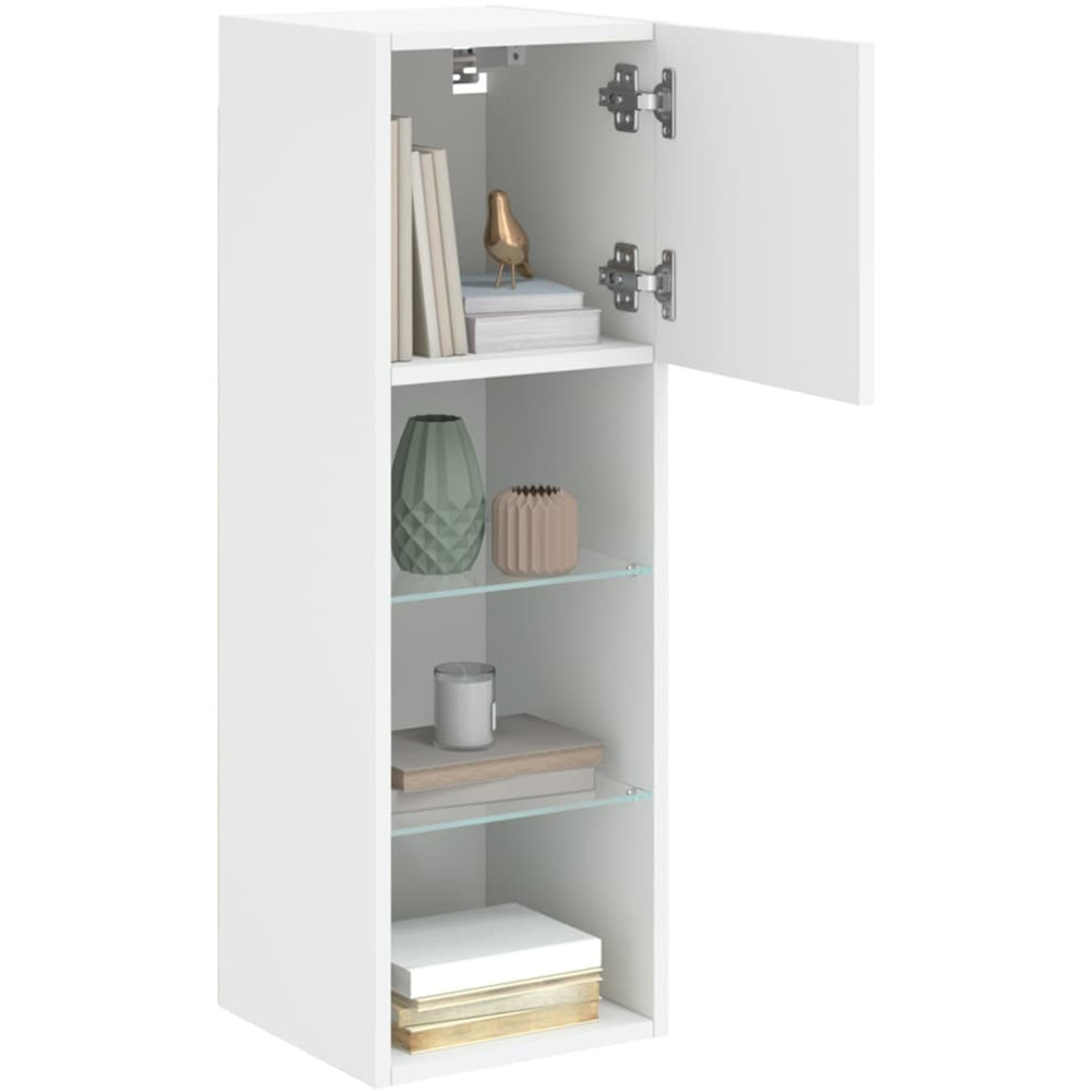 vidaXL Single Door 3 Shelf White TV Cabinet with LED Lights Image 4