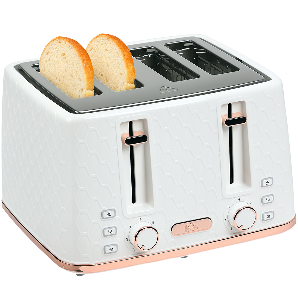 HOMCOM 800-208V70CW White Honeycomb 4 Slot Toaster 1600W Image 3