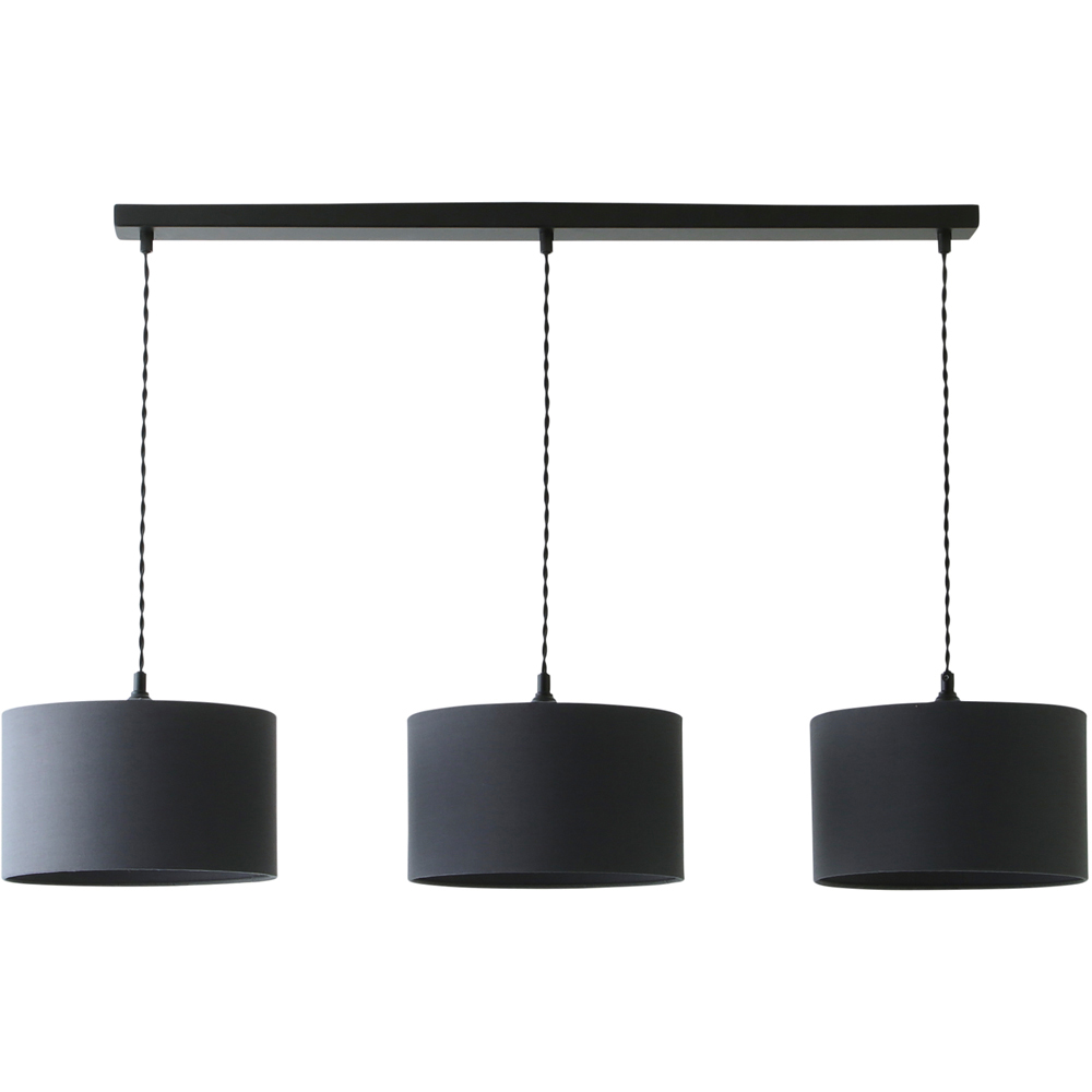 ValueLights Reni Charcoal Drum Shade 3 Drop Bar Matte Black Diner LED Ceiling Light Image 1