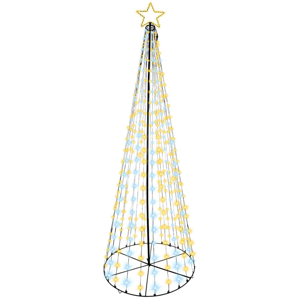 Shatchi White and Warm White LED Pre Lit Maypole Artificial Christmas Tree 7.1ft Image 1