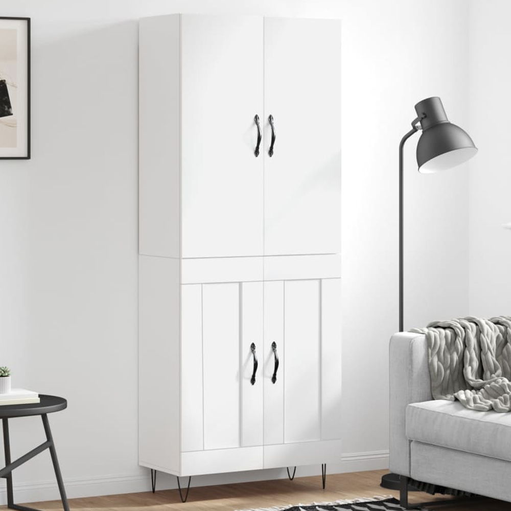 vidaXL 4 Door 6 Shelf White Highboard Image 1