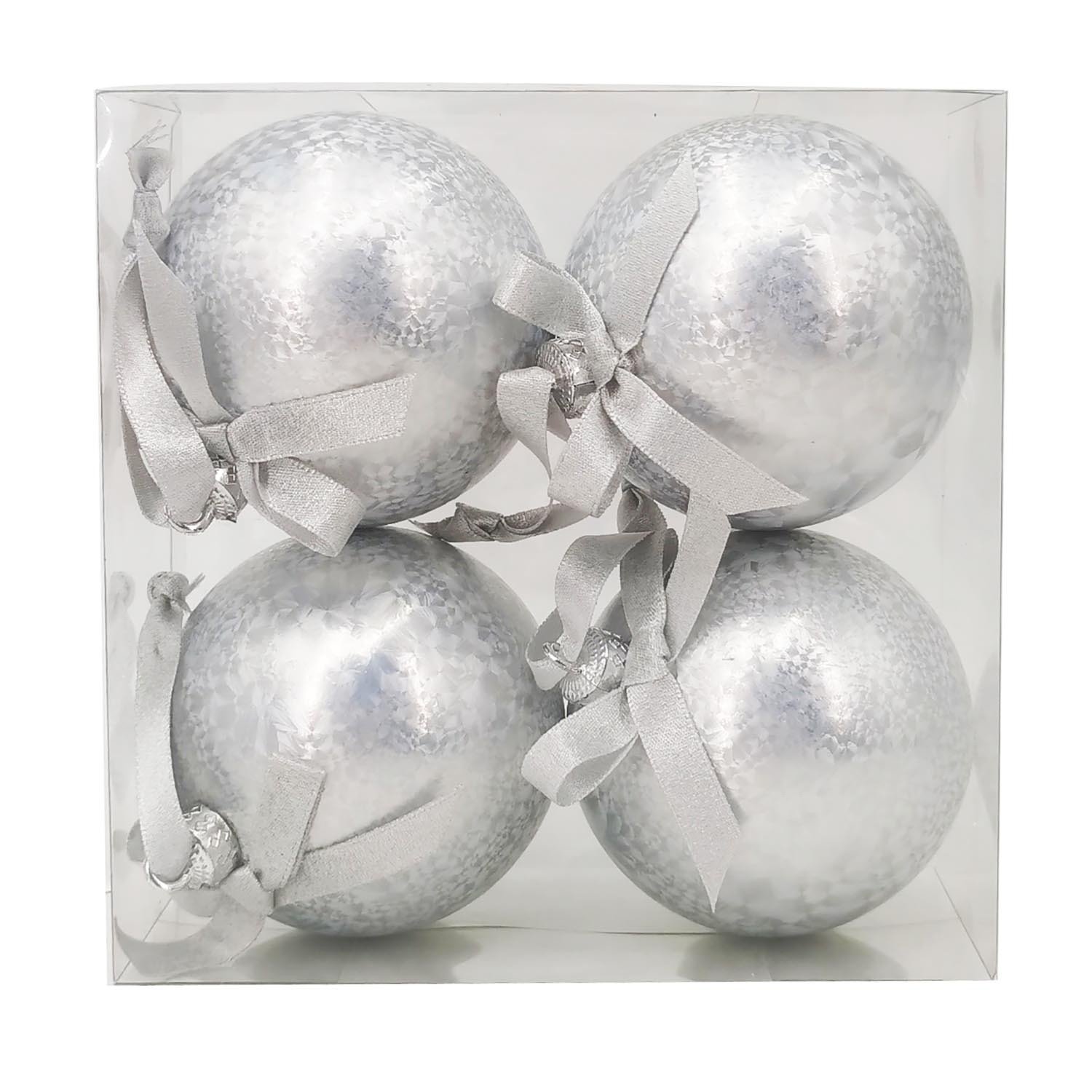 Pack of 4 Silver Baubles - Silver Image