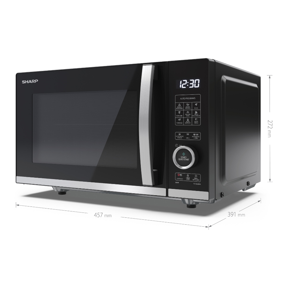 Sharp YC-QG204AU-B 20L Grill Jog Dial Flatbed Microwave 800W Image 6