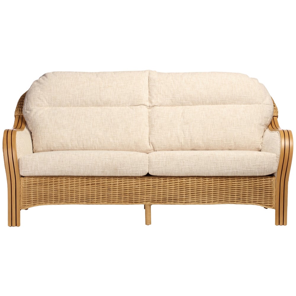 Desser Furniture Centurion 3 Seater Natural Rattan and Cotton Cream Sofa Image 3