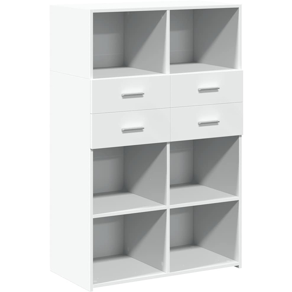 vidaXL 4 Drawer 6 Shelf White Highboard Image 2