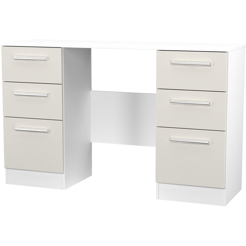 Crowndale Contrast 6 Drawer Grey Matt and White Kneehole Desk Ready Assembled Image 4