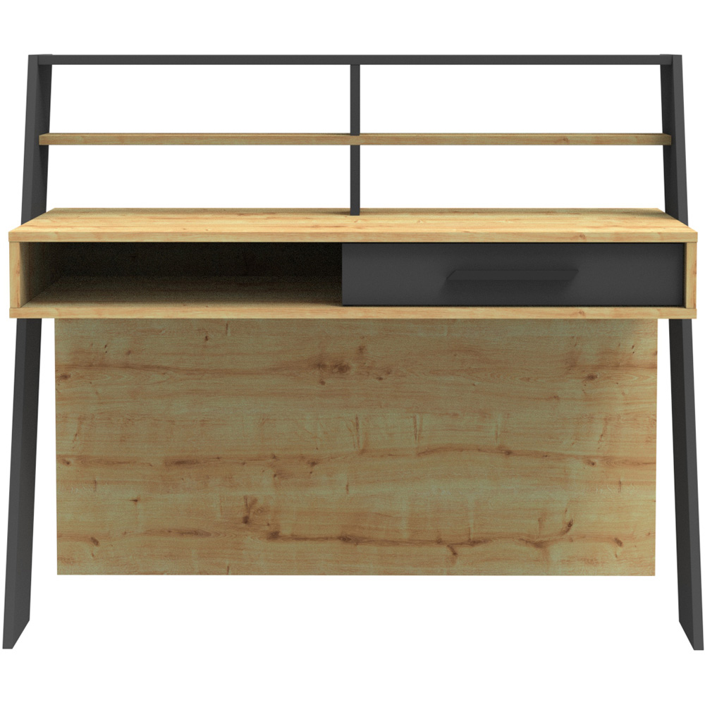 Decorotika Soho Single Drawer 5 Shelf Computer Desk Oak and Anthracite Image 3