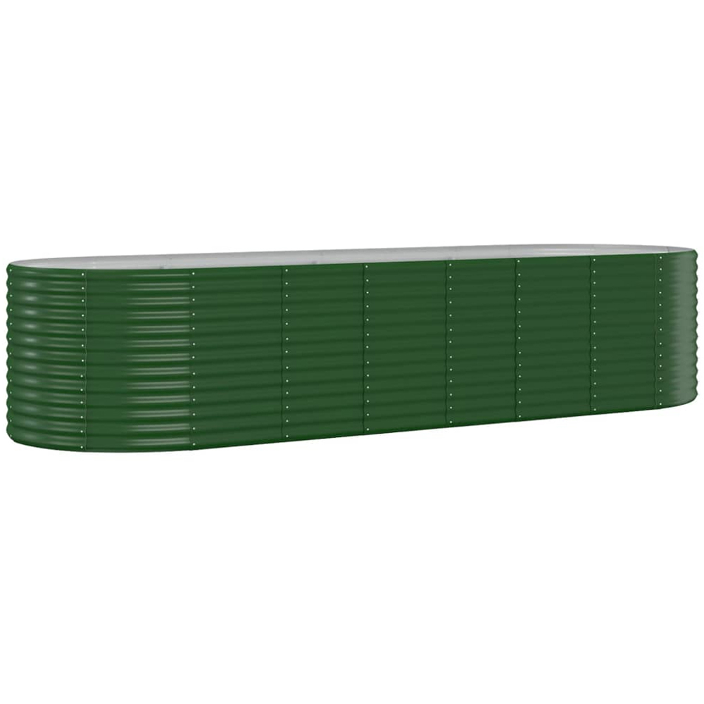 vidaXL Green Galvanised Steel Oval Raised Garden Bed 322 x 100 x 68cm Image 1