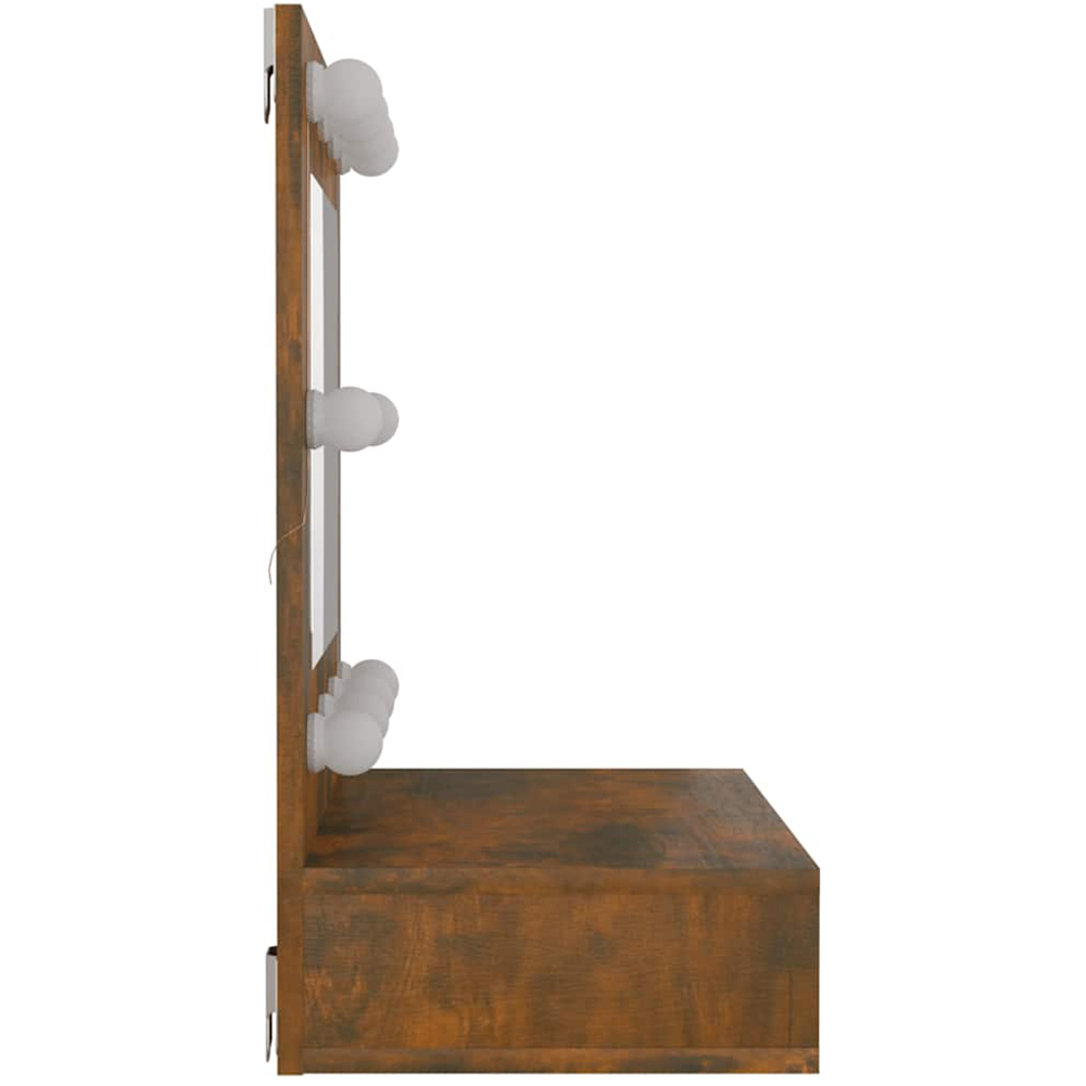 vidaXL 4 Open Shelf Smoked Oak LED Mirror Bathroom Cabinet Image 5