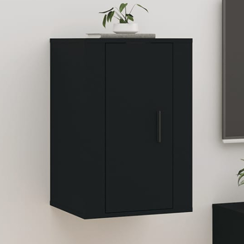 vidaXL Single Door Black Wall Mounted TV Cabinet Set of 2 Image 1