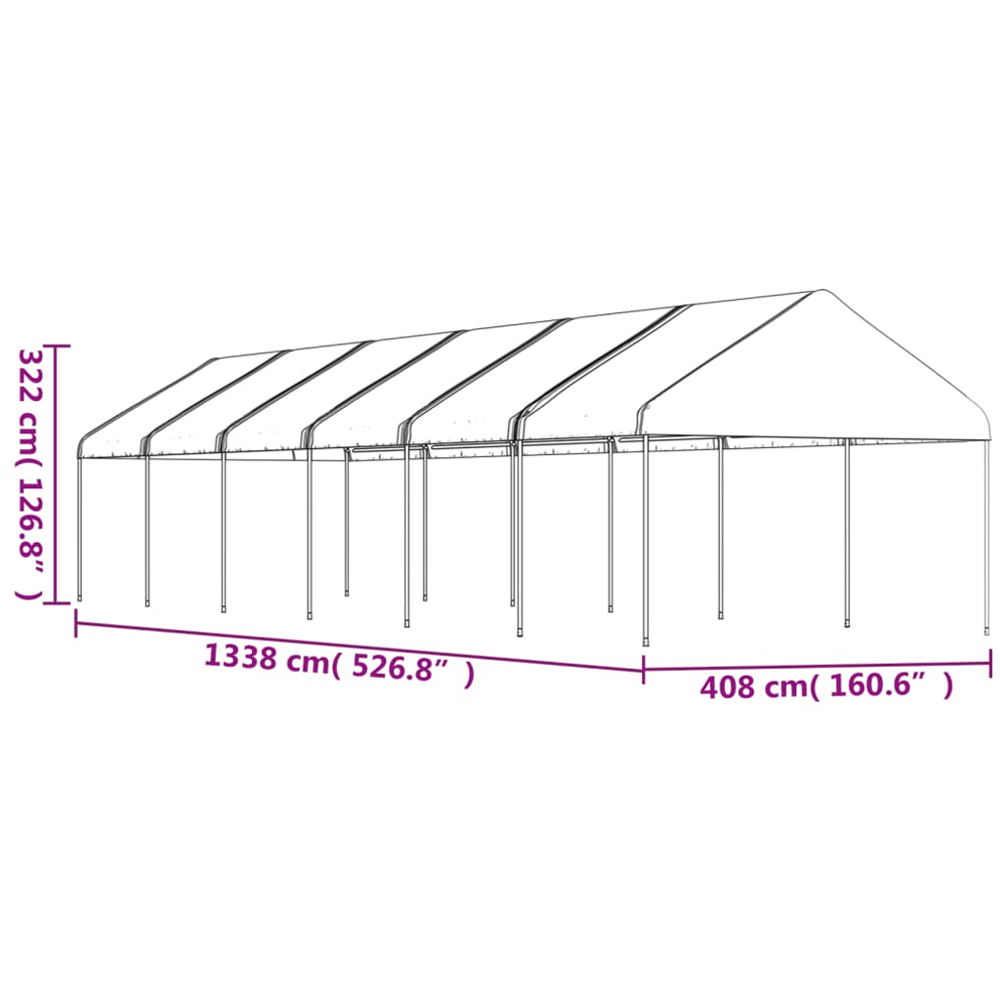 vidaXL 13.38 x 4.08m White Gazebo with Roof Image 5