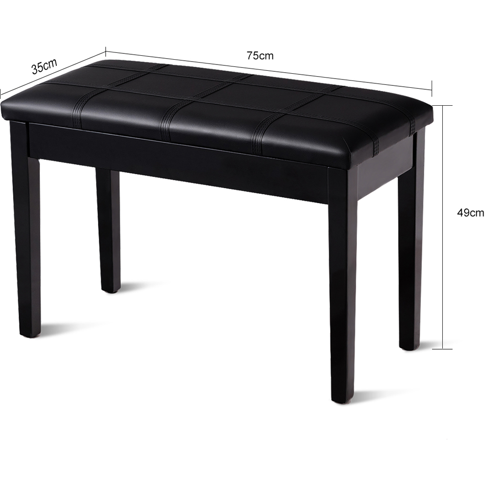 Costway Black Wooden Piano Bench with Storage Image 9
