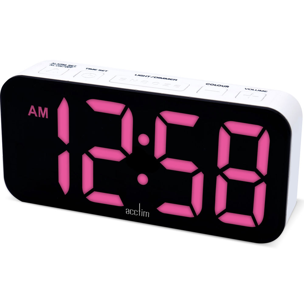 Acctim Jaxon White LED Colour Changing Digital Alarm Clock 14cm Image 3