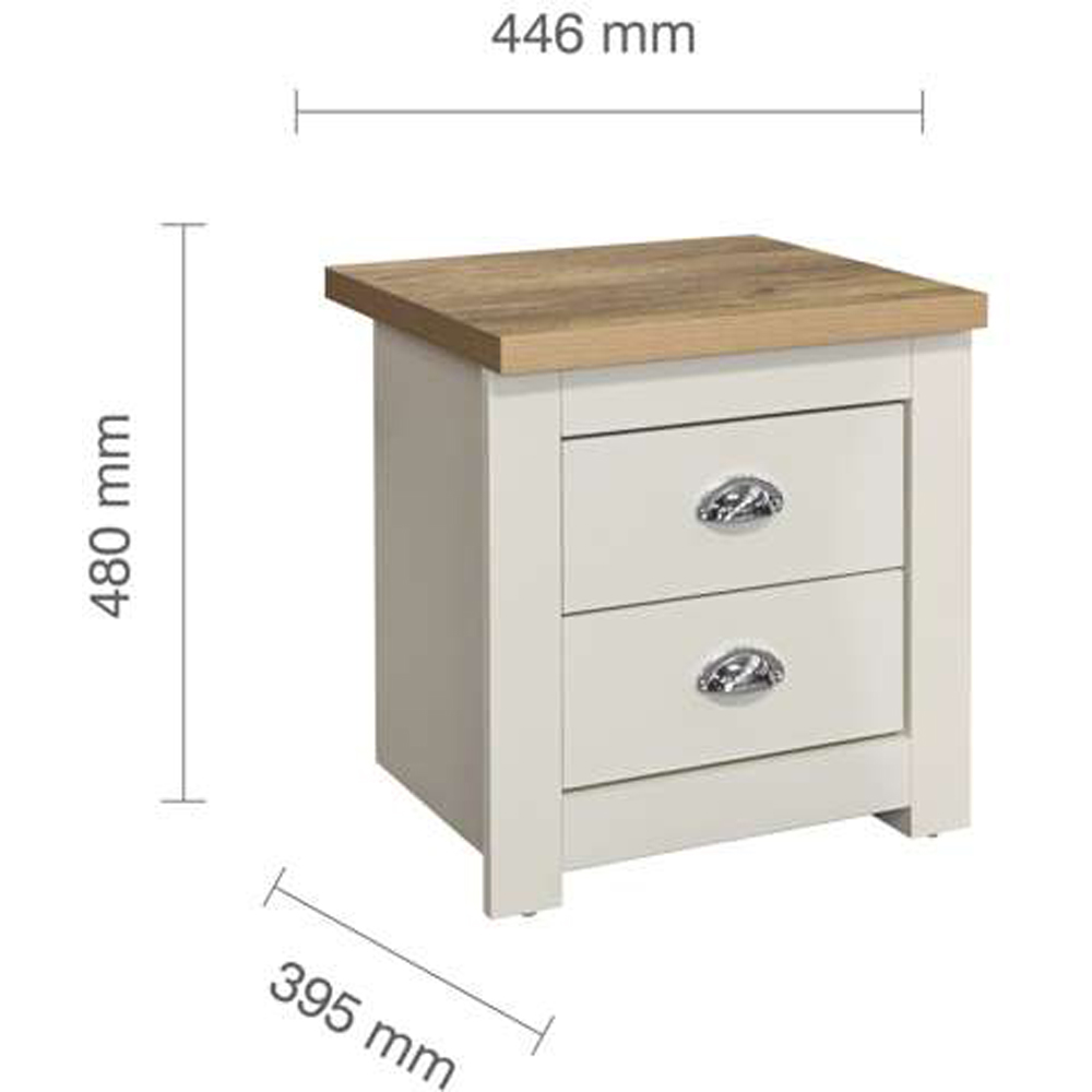Highgate 2 Drawer Cream and Oak Bedside Table Image 6