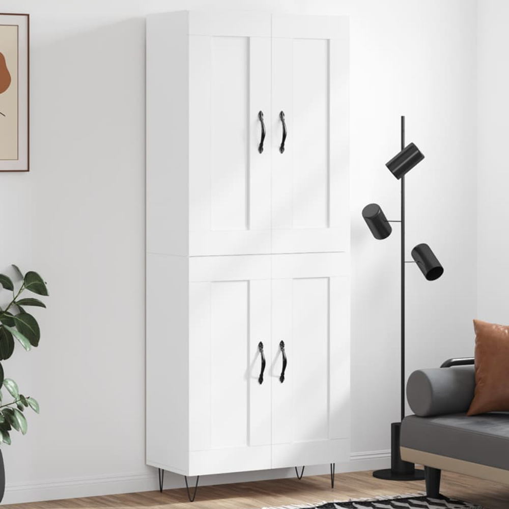 vidaXL 4 Door White Highboard Image 1