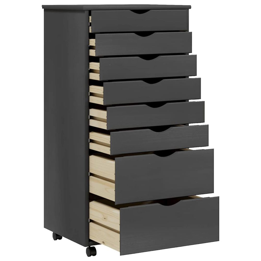 vidaXL Moss 6 Drawer Grey Solid Pine Mobile Chest of Drawers Image 3