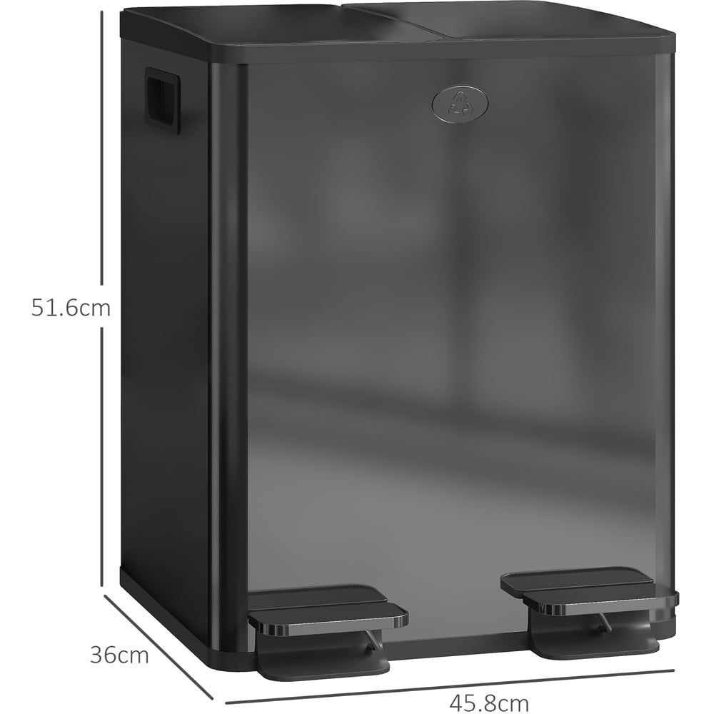HOMCOM Black Dual Bin Pedal Bin 40L Image 9
