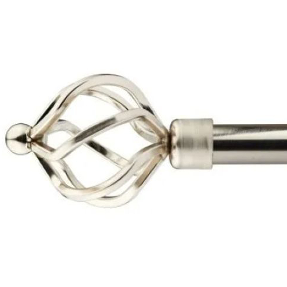 New Edge Blinds Cage 160-300cm Extendable Brushed Silver Eyelet Metal Curtain Pole Set Image 1