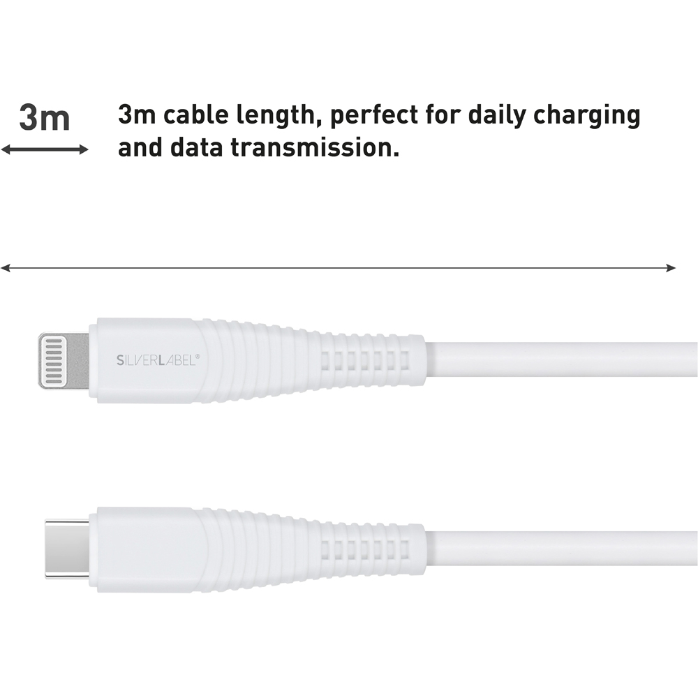 SilverLabel White USB-C to Lightning Cable 3m Image 7