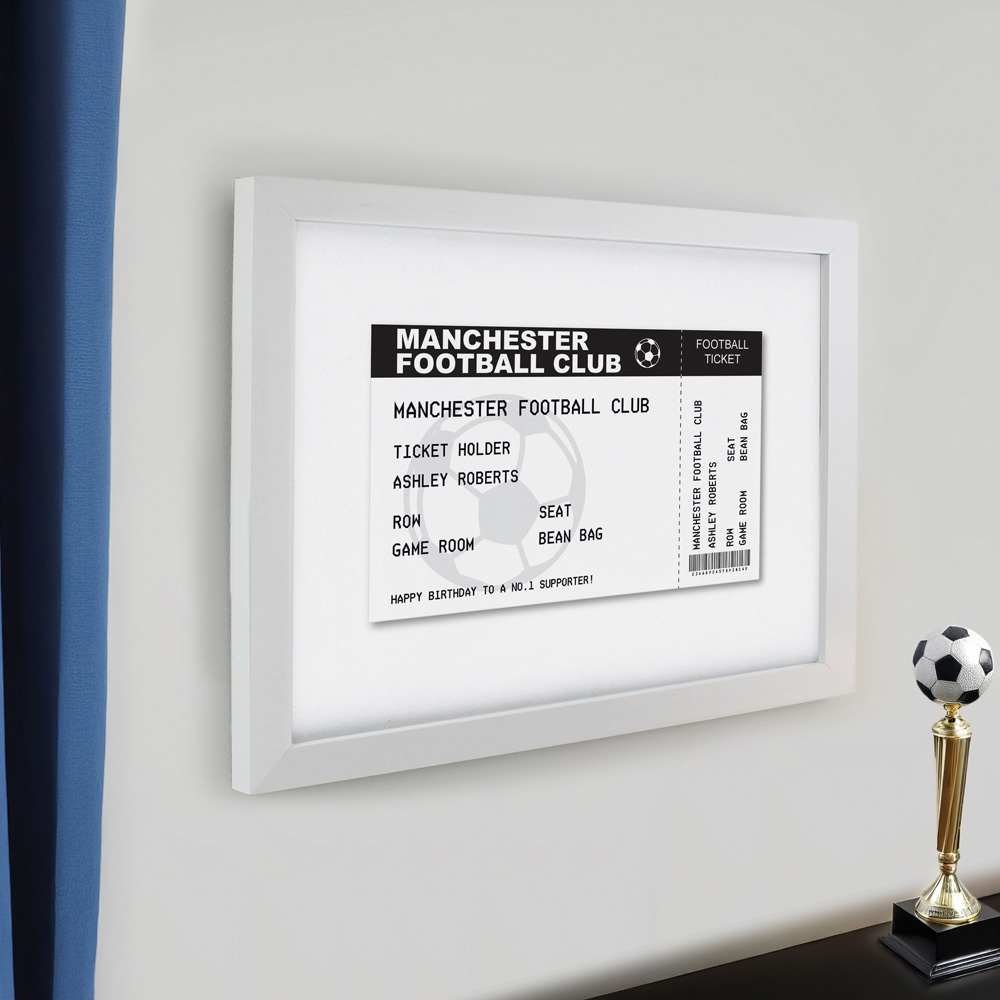Personalised Memento Company Personalised Football Ticket White poster Frame 12 x 15 inch Image 3