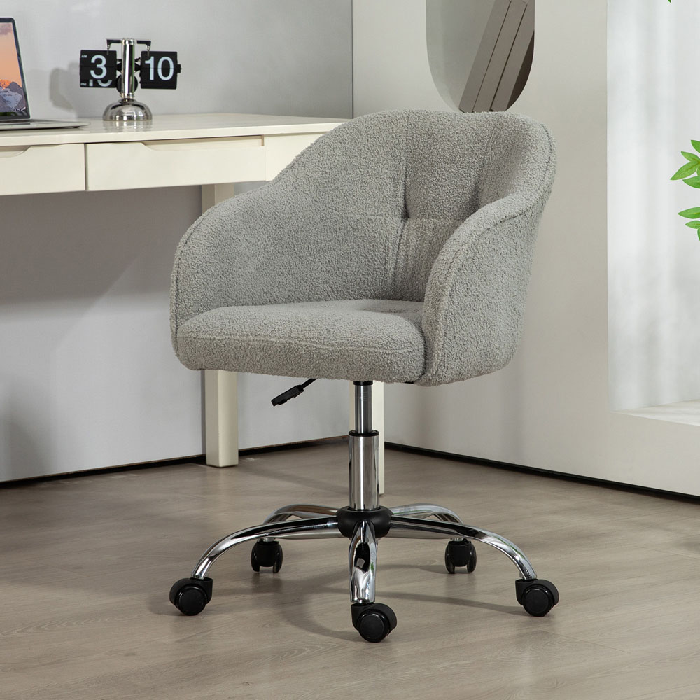 Portland Grey Fluffy Vanity Chair with Adjustable Height Image 5