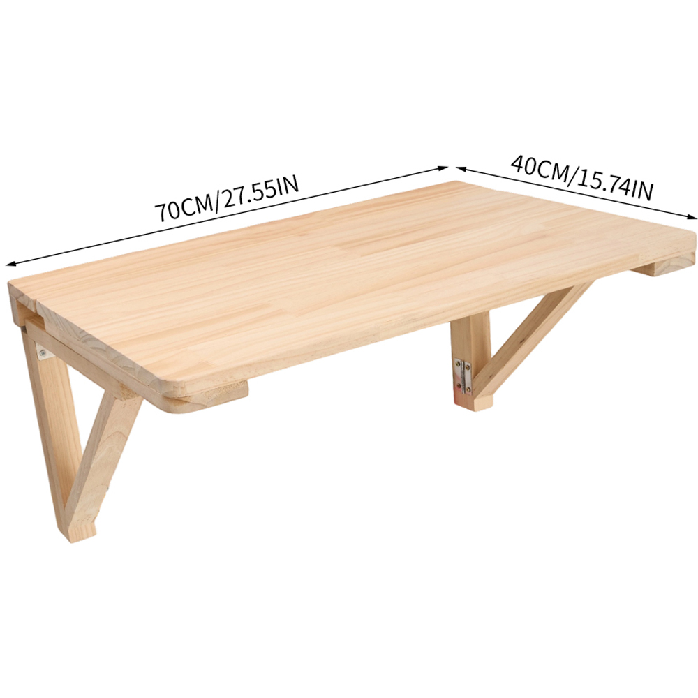 Living and Home Natural Wall Mounted Folding Table with Wooden Brackets 70 x 40cm Image 8