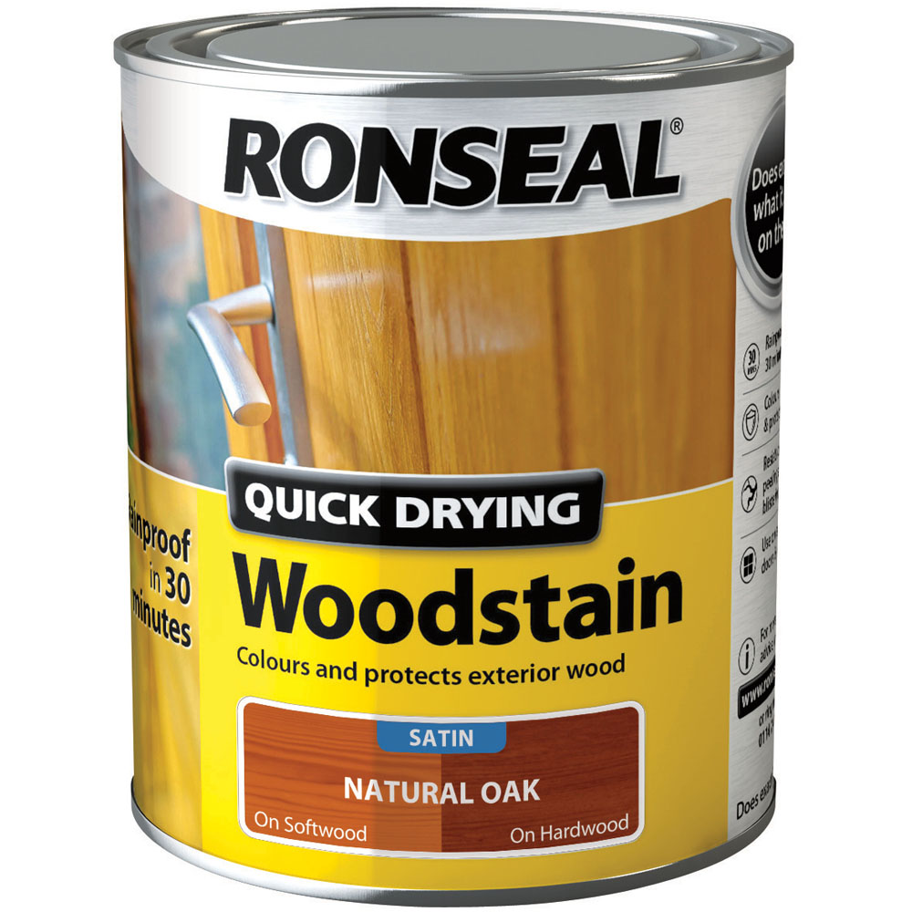Ronseal Natural Oak Satin Quick Drying Woodstain 750ml Image 3
