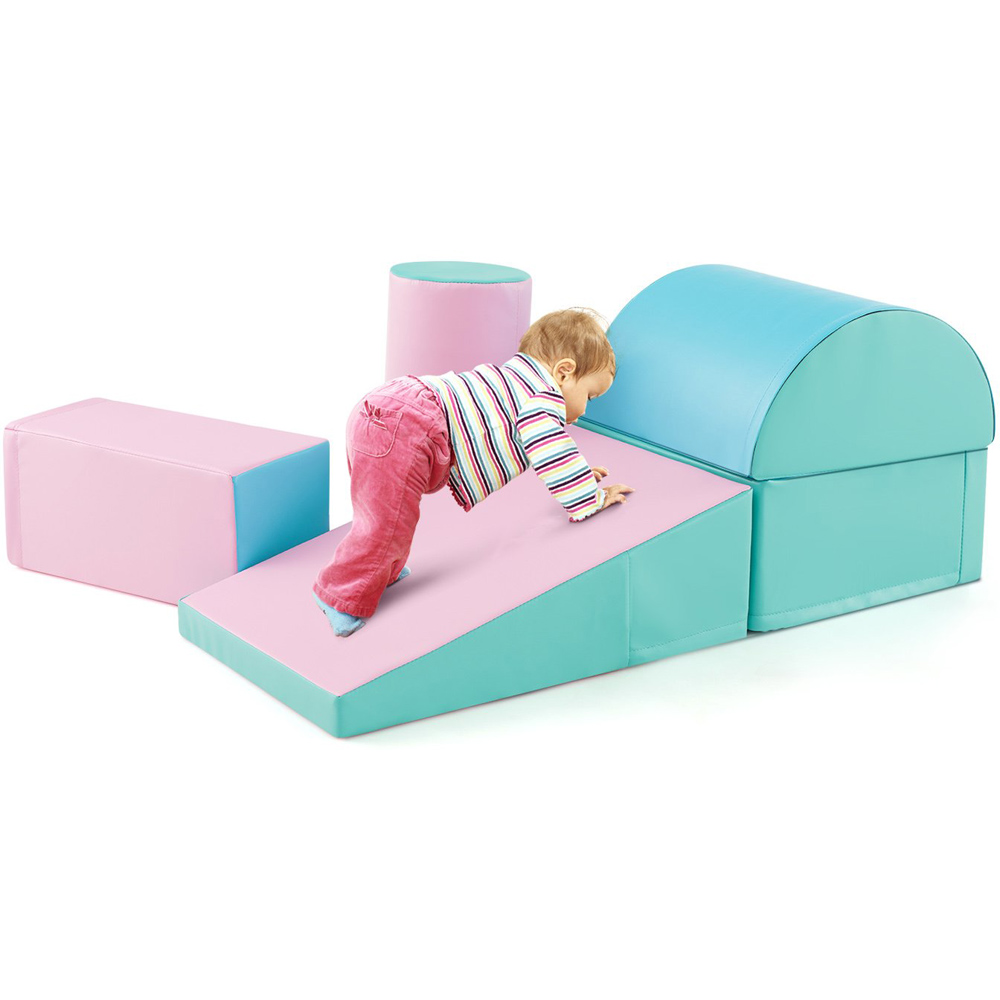 Costway 5 Piece Green Kids Climb and Crawl Activity Playset Image 3