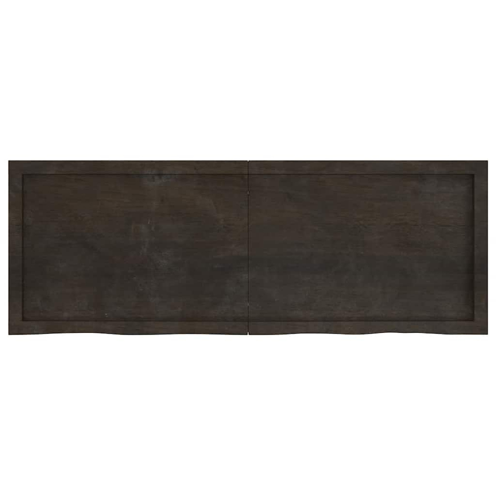 vidaXL 140 x 50 x 4cm Dark Brown Treated Solid Wood Oak Wall Shelf Image 2