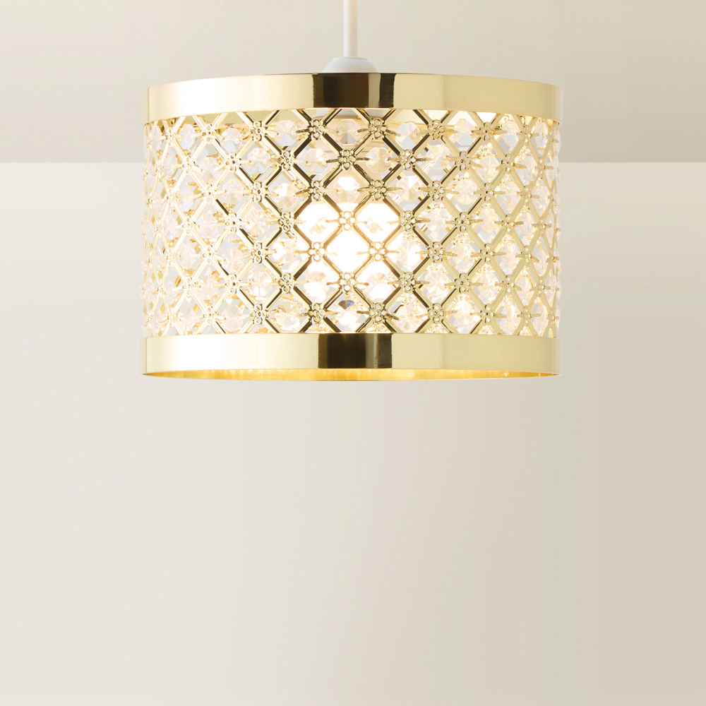 ValueLights Hadley Gold Jewel Drum Lamp Shade Image 5