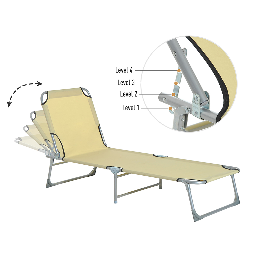 Outsunny Beige Folding Sun Lounger Image 4