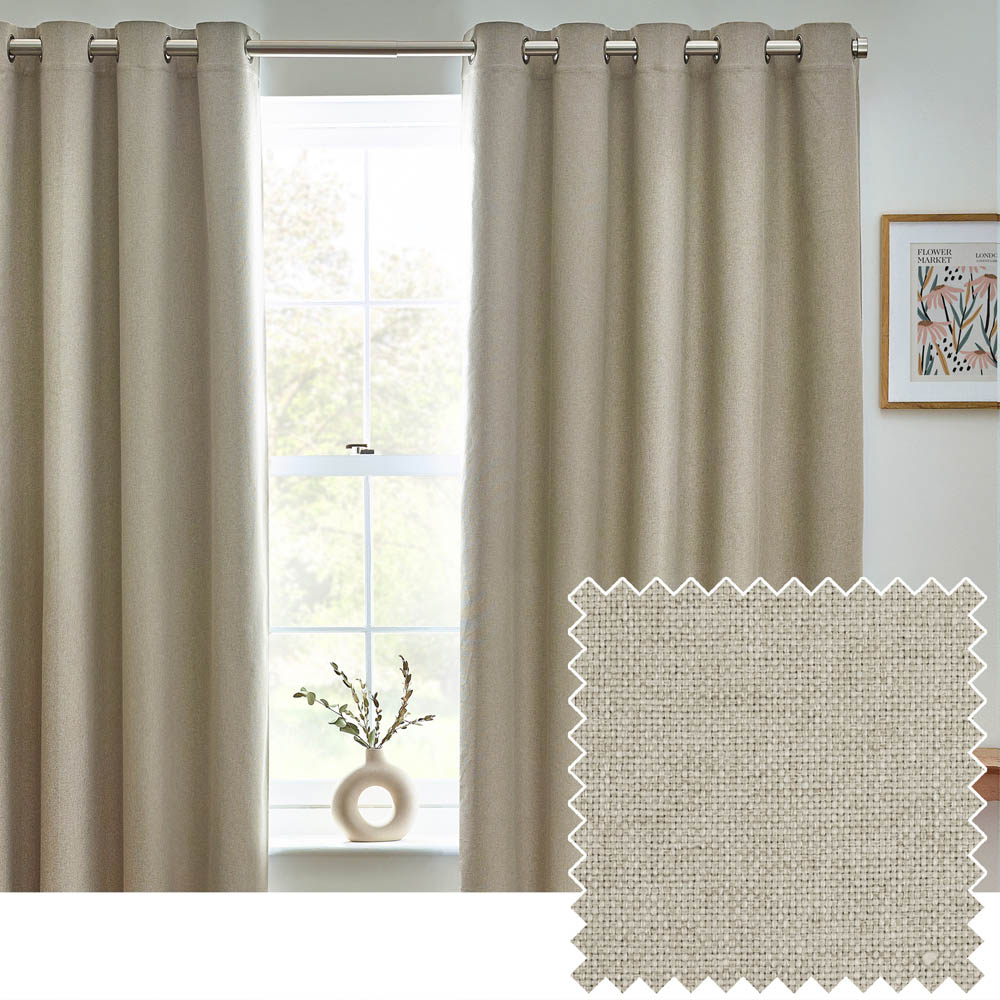furn. Dawn Natural Thermal Blackout Eyelet Curtain 229 x 183cm Image 2