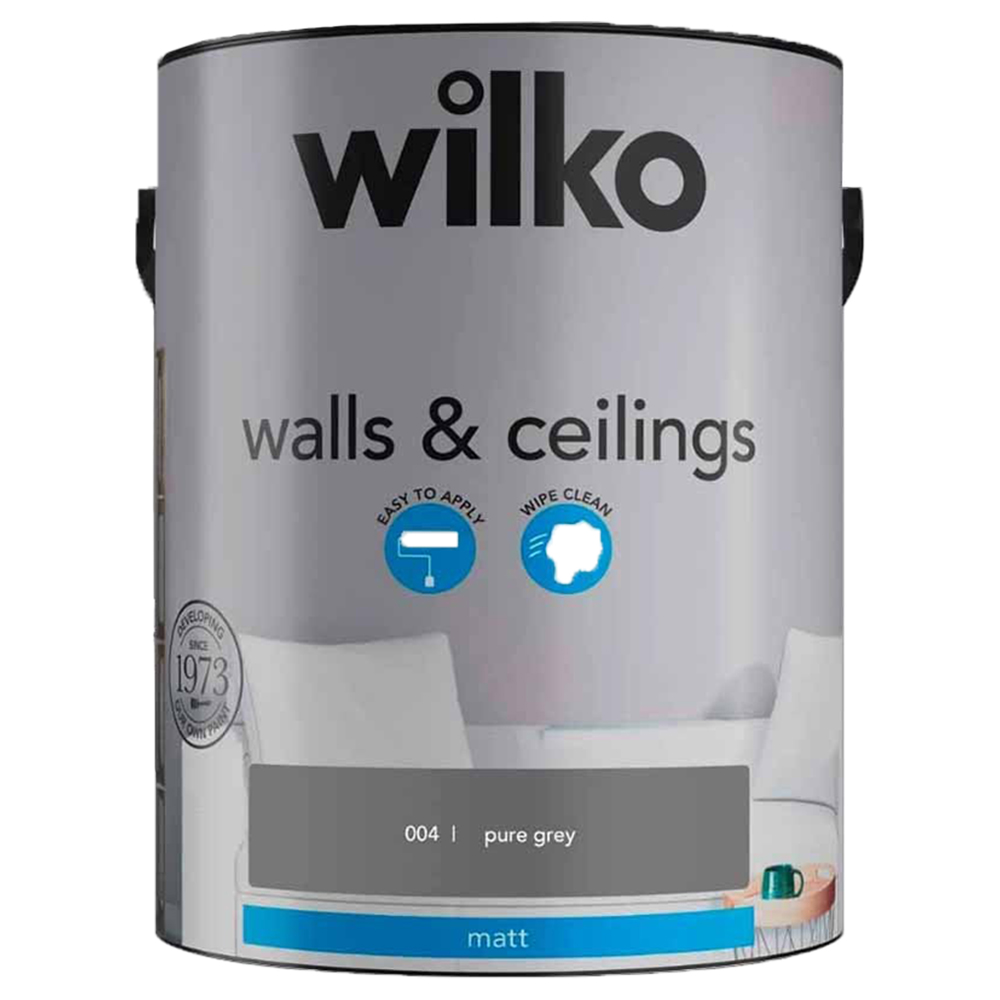 Wilko Walls & Ceilings Pure Grey Matt Emulsion Paint 5L Image 2