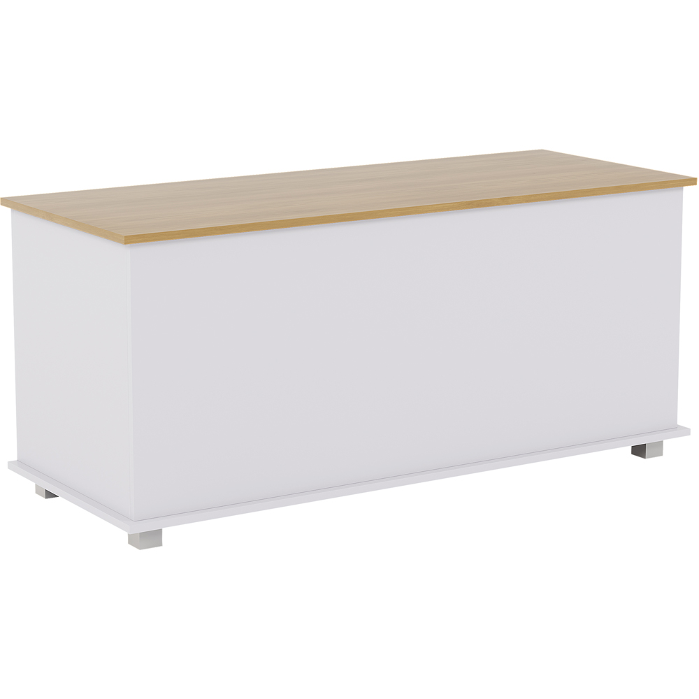 Vida Designs Arlington White and Oak Wooden Storage Ottoman Image 2