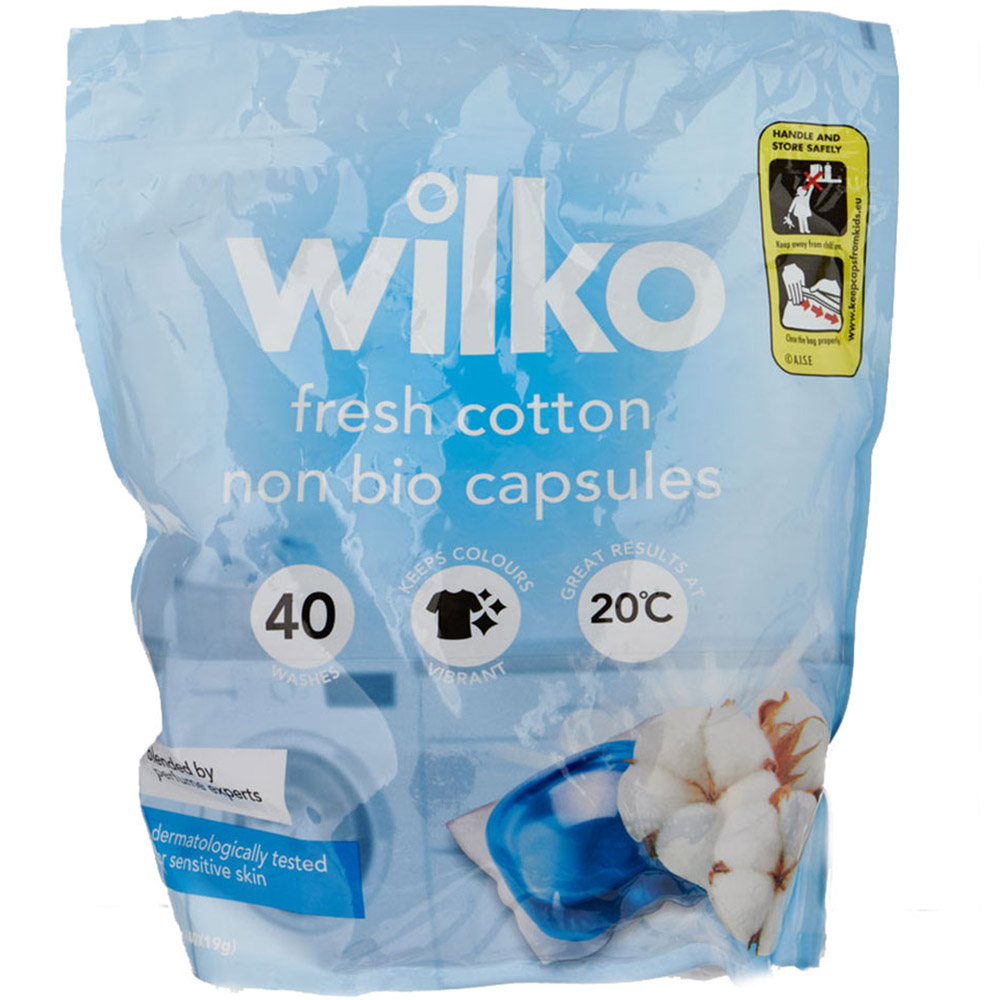 Wilko Non Bio Fresh Cotton Detergent Capsules 40 Washes 760g Image 1