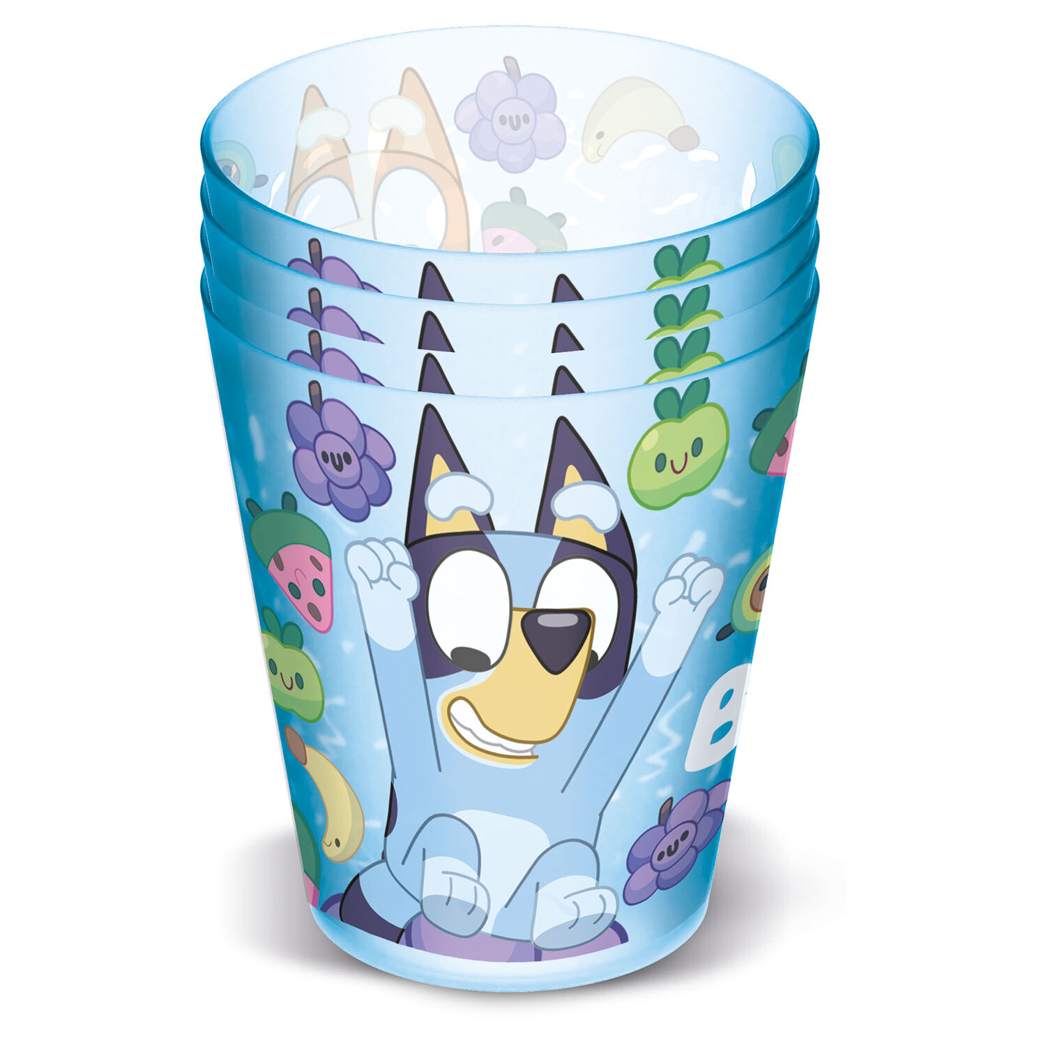 Pack of 4 Bluey Reusable Plastic Cups - Blue Image