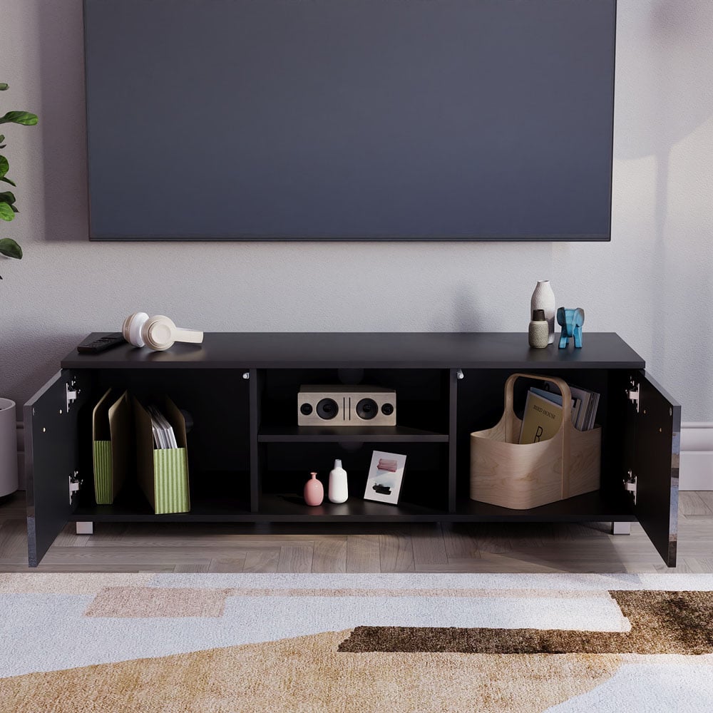 Vida Designs Cosmo 2 Door 2 Shelf Black Small TV Unit Image 8