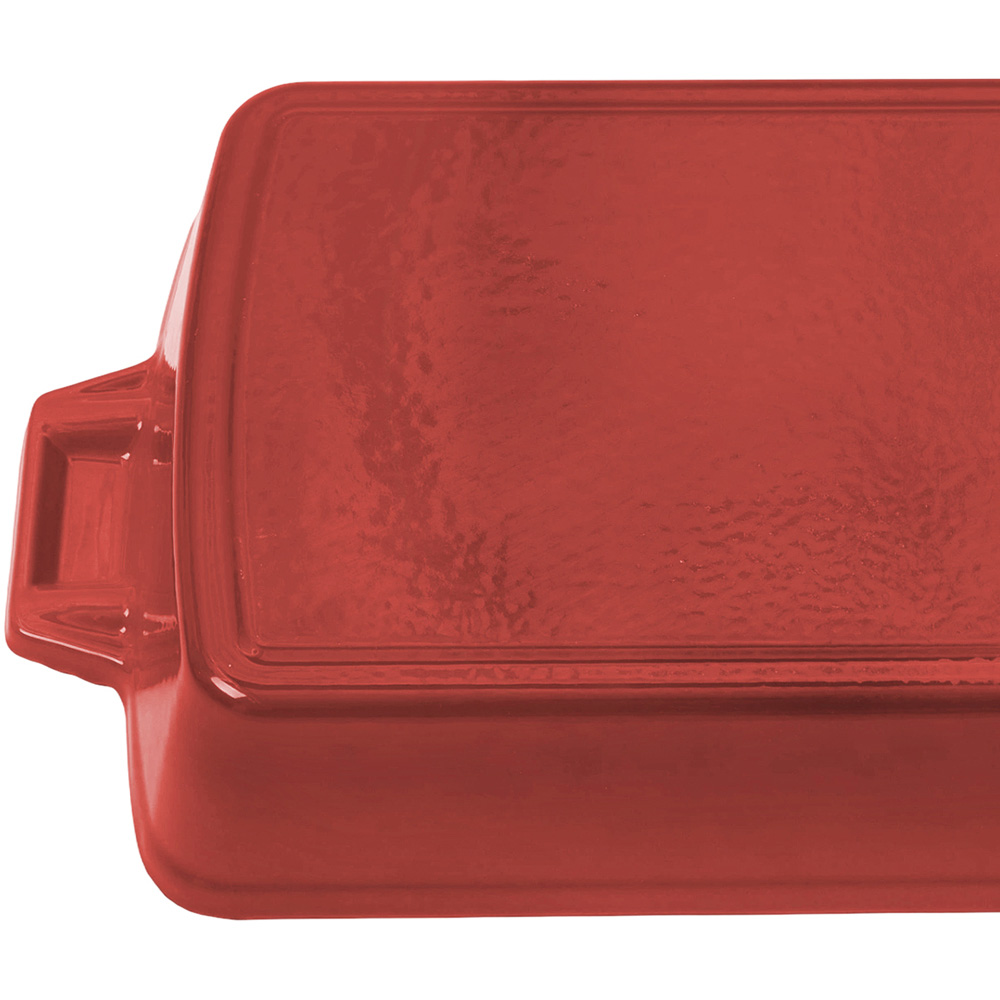 Living and Home 3.7L Red Enamelled Cast Iron Rectangular Baking Dish Image 6