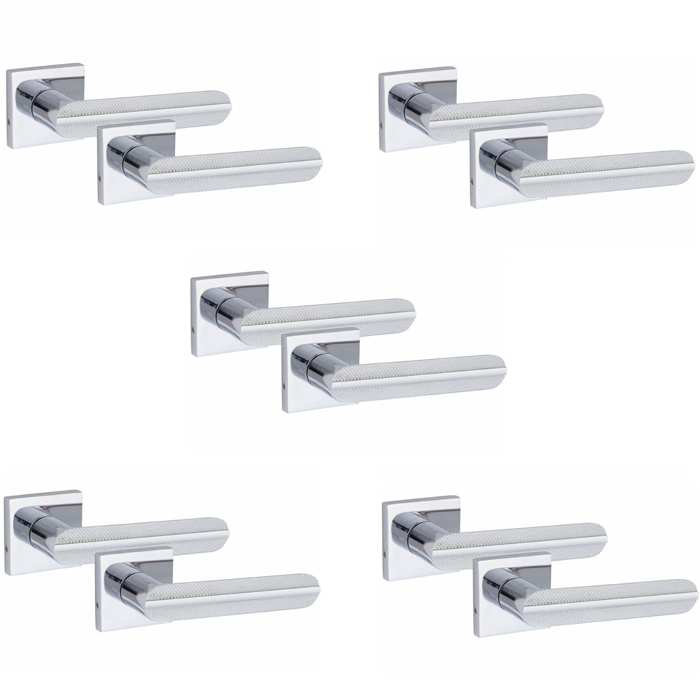 Golden Grace Polished Chrome Modern Lima Handle Set 5 Pack Image 1