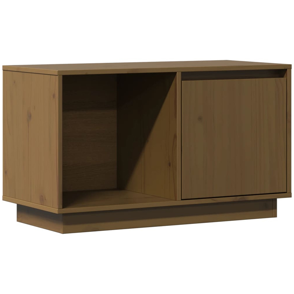 vidaXL Single Door Single Shelf Honey Brown Solid Pine Wood TV Cabinet Image 2