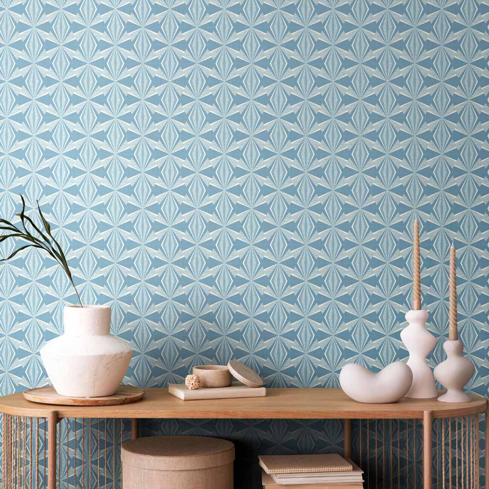 Hoopla Walls Sunray Diamond Blue Non Woven Wallpaper Image 2