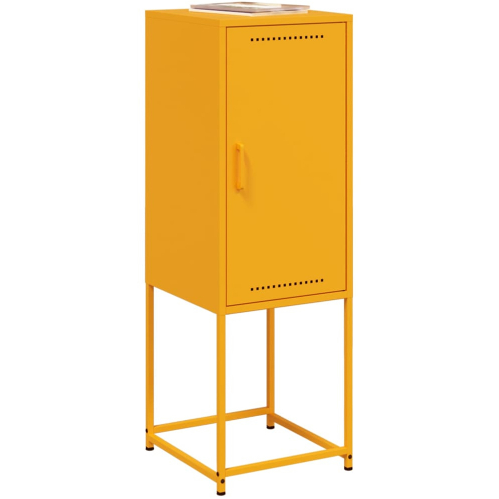 vidaXL Single Door Mustard Yellow Steel Highboard Image 4