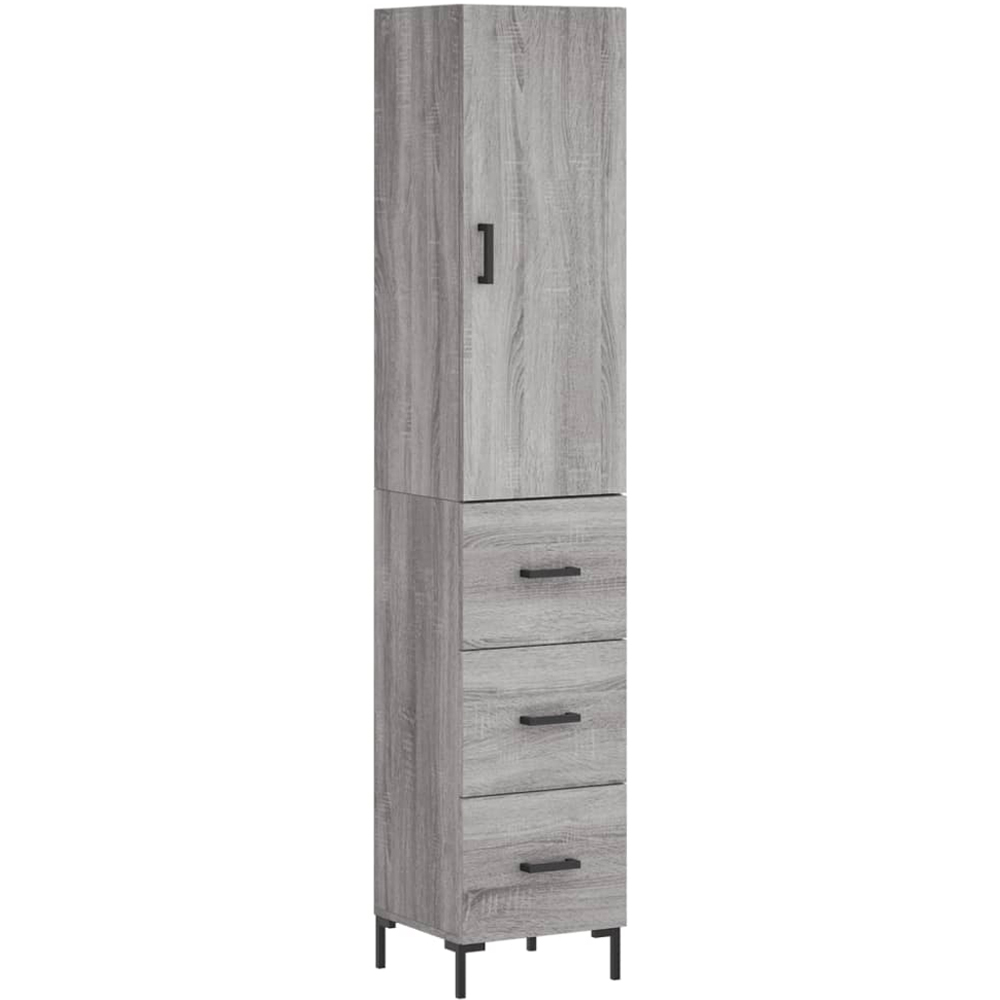 vidaXL Single Door 3 Drawer Grey Sonoma Highboard Image 2