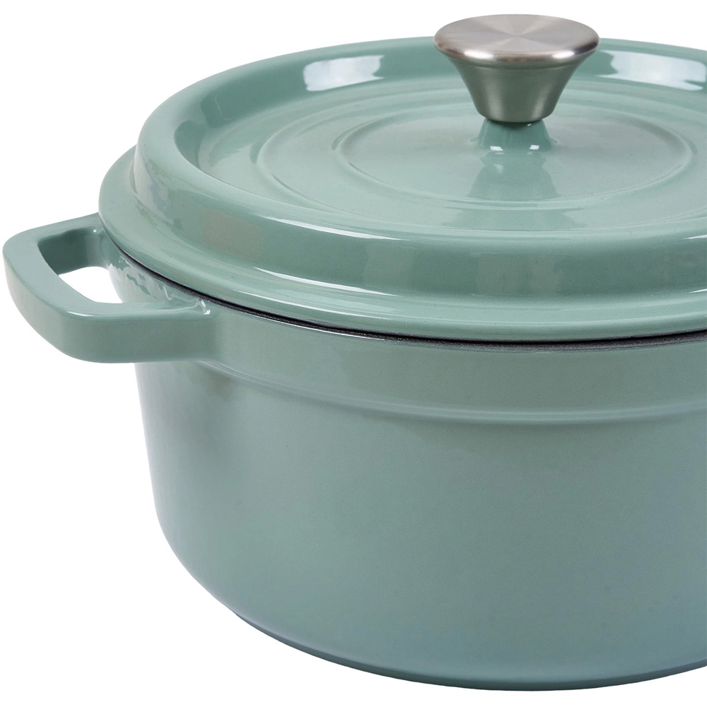 Living and Home Emerald Green Enamelled Cast Iron Dutch Oven Pot 5L Image 4