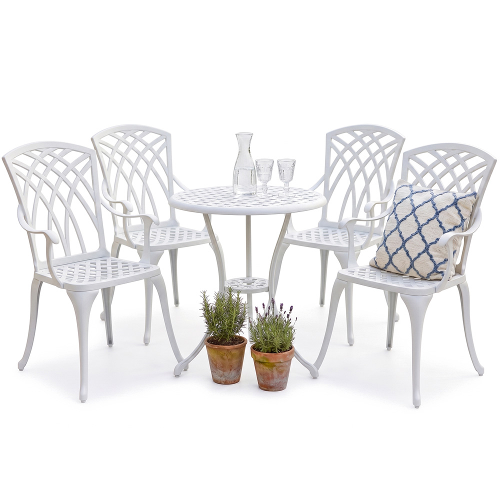 Centurion Oshowa 4 Seater White Cast Aluminium Garden Bistro Set Image 2